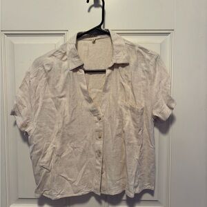 Love Notes Cream Short Sleeve Button Down Shirt